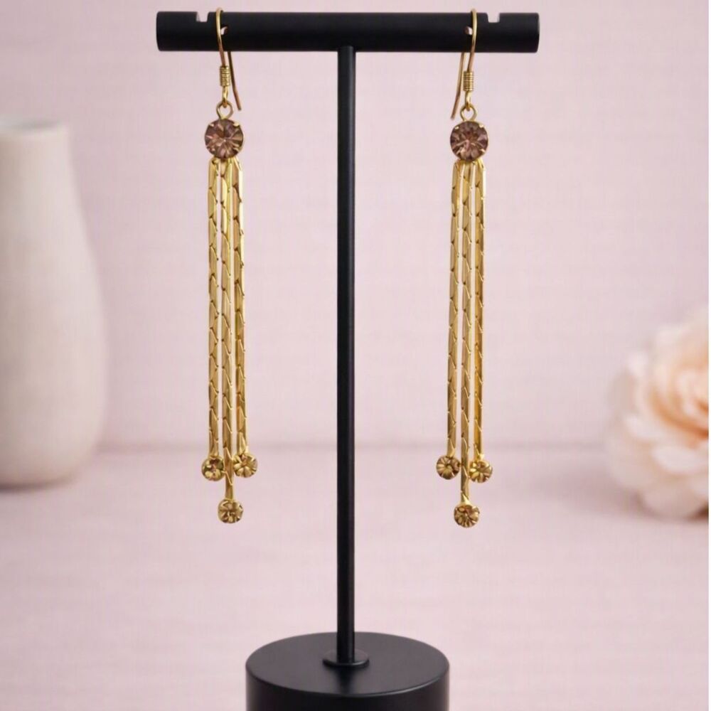 Gold Earrings Women’s 3" Shimmering Gold Dangle Earrings NWOT